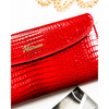 Horizontale Damen-Geldbörse aus Öko-Leder in Rot mit Krokodil-Prägung – Peterson