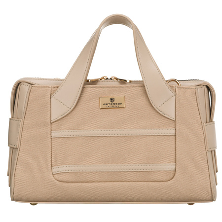 Elegante, beige Damen-Handtasche aus synthetischem Material, mit Reißverschluss – Peterson