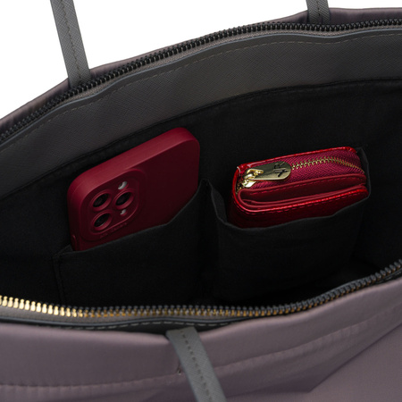 Damen-Shopper aus Nylon in Grau mit abnehmbarem, verstellbarem Gürtel - Peterson