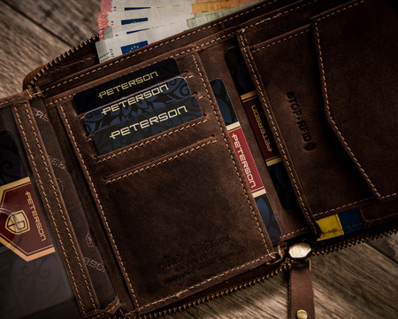 Herren Geldbörse aus Leder mit ukrainischem Wappen und Farben – Peterson