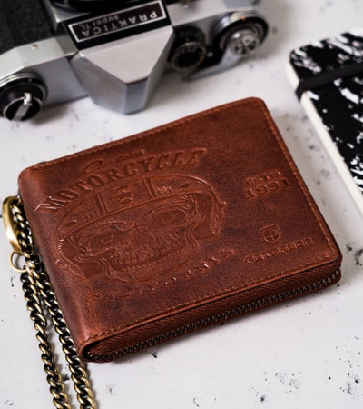 Große Herren Geldbörse aus Leder mit Kette – Peterson