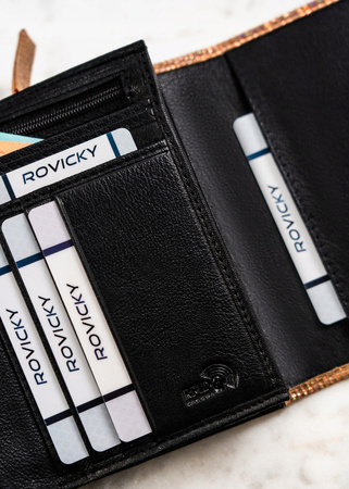 Damen Geldbörse aus echtem Leder mit Druckknopf – Rovicky