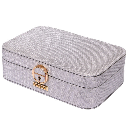 Geräumige, elegante Schatulle in Silberfarbe, abschließbar mit Schlüssel – Peterson