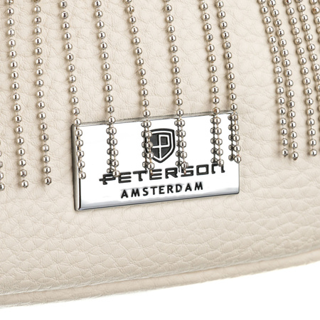 Modische Damen-Gürteltasche aus Öko-Leder in hellem Beigeton, mit Reißverschluss verschließbar – Peterson