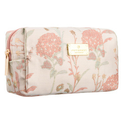 Rosa Kosmetiktasche aus Polyester, einteilig und mit Blumenmuster verziert - Peterson