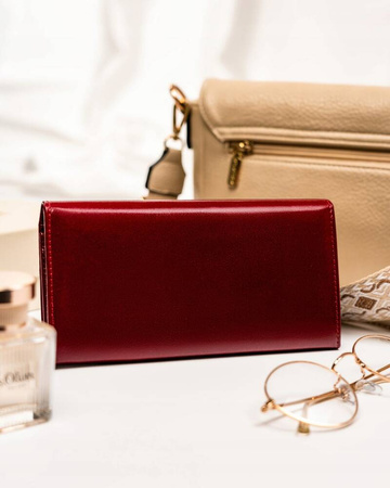 Große Damen Geldbörse aus Leder mit RFID-Schutz und Druckknopf – Rovicky