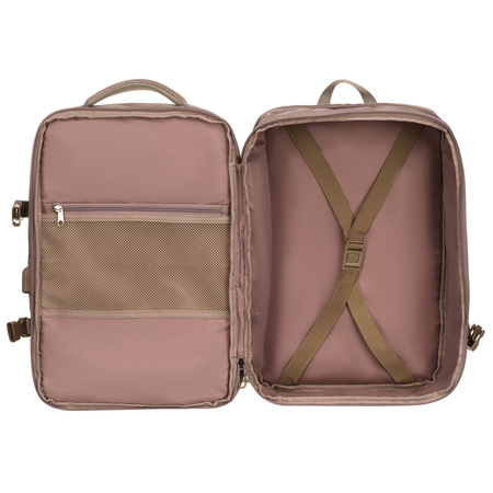 Beiger Reise-Rucksack aus Cordura mit USB-Anschluss – Peterson