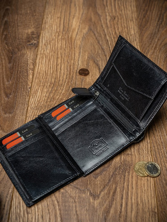 Vertikale kompakte Herren Geldbörse aus Echtleder mit RFID – Pierre Cardin