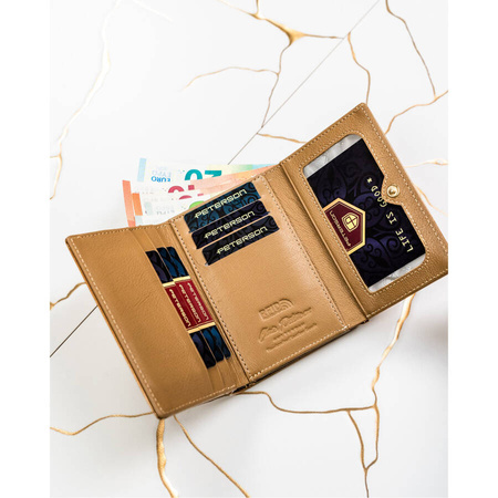 Modische goldene Damen Geldbörse aus lackiertem Echtleder – Peterson