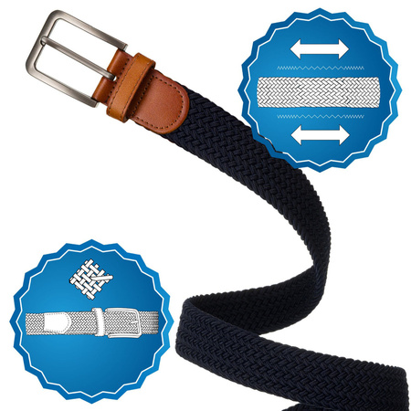 Geflochtener Herren Gürtel mit klassischer Schnalle in Silber – Peterson