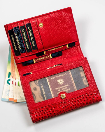 Kompakte Damen Geldbörse aus glänzendem Echtleder – Peterson