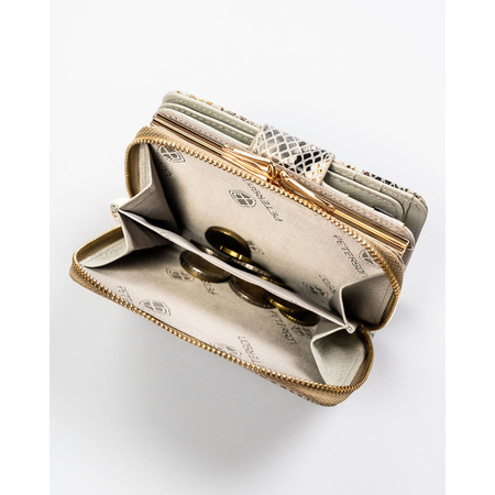 Elegante, mittlere Damen Geldbörse aus Echtleder mit RFID-Schutz und Schlangenprägung – Peterson