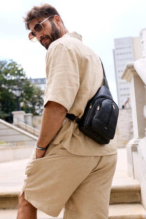 Herren-Rucksack aus Leder für eine Schulter – Peterson