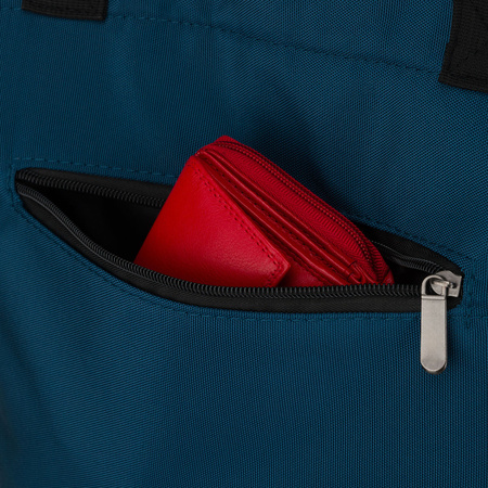 Türkisfarbene Damen-Shopper-Tasche mit bequemen Griffen und einem abnehmbaren Gürtel, mit Reißverschluss zu schließen - Peterson