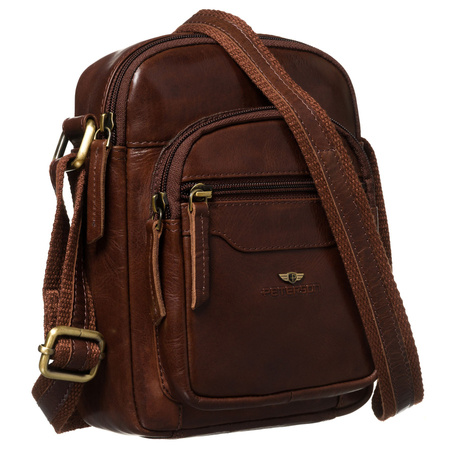 Braune Herren-Tasche aus echtem Leder mit Etui im Set – Peterson