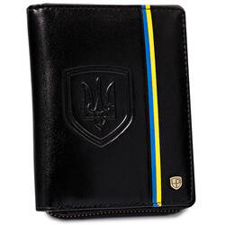 Herren Geldbörse aus Leder mit ukrainischem Wappen und Farben – Peterson