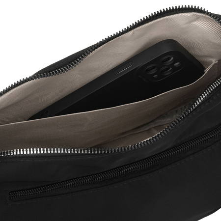 Schwarze Damen-Umhängetasche aus Polyester, ein Hauptfach mit Außenfach - Peterson