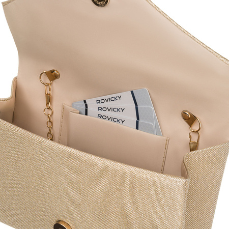 Brokat-Damen-Clutch aus synthetischem Stoff in Goldfarbe - Rovicky