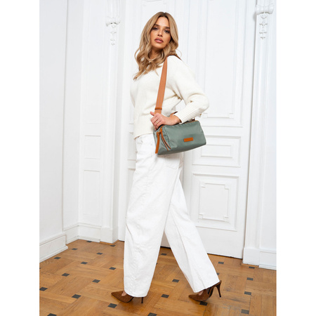 Grün-braune Damen Umhängetasche aus Nylon und Öko-Leder – Peterson