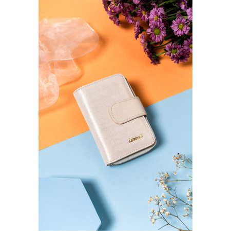 Elegante Damen Geldbörse aus Leder mit Druckknopf und Reißverschluss – Lorenti