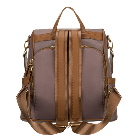 Städtischer Damen-Rucksack aus Nylon und Öko-Leder in Beige – Peterson