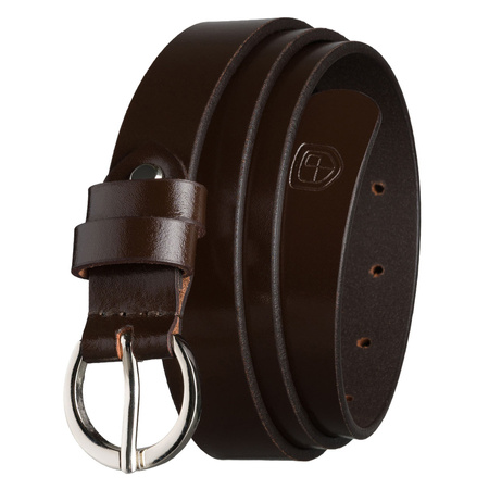 Lederner Damen Gürtel in Braun mit silberner, klassischer Schnalle - Peterson