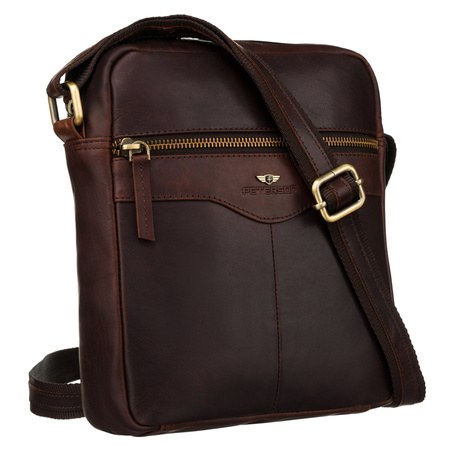 Herren-Umhängetasche, braune Umhängetasche aus Leder mit Tasche - Peterson