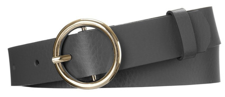 Damen Gürtel aus Leder glänzend mit goldener, runder Schnalle – Rovicky