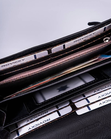 Große, horizontale Damen-Geldbörse mit Druckknopf – Rovicky