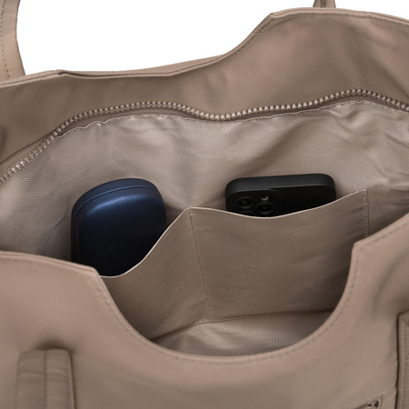 Damen-Shopper aus Polyester in Beige, ein Hauptfach und mit Reißverschluss – Peterson