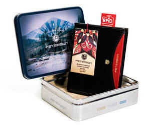 Herren Geldbörse Hochformat, Schwarz, Echtleder – Peterson