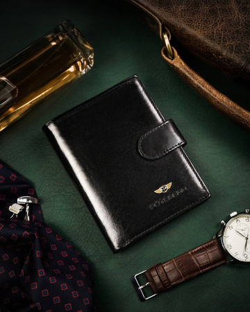 Herren-Geldbörse aus Leder mit Druckknopfverschluss – Peterson