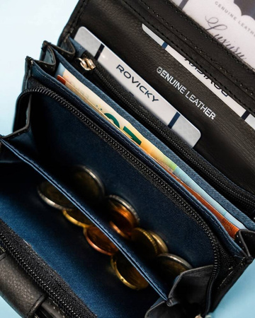 Geräumige Damen Geldbörse aus Leder mit Druckknopf – Rovicky