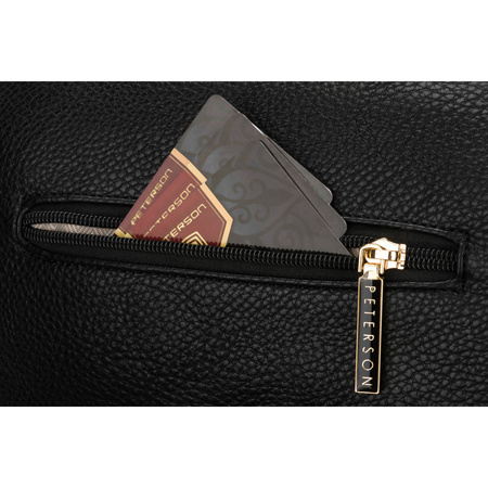 Praktische, städtische Damen-Bauchtasche aus Öko-Leder in Schwarz, einteilig - Peterson