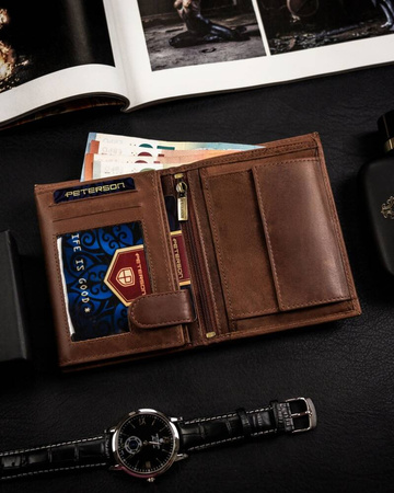 Große, vertikale Herren Geldbörse aus echtem Leder – Peterson