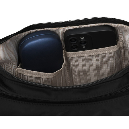 Schwarze Damen-Handtasche aus Polyester mit Reißverschluss, zweifächrig - Peterson