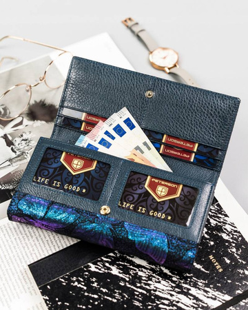 Große Damen-Geldbörse aus Leder mit Druckknopf - Peterson