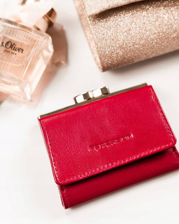 Kleine Damen Geldbörse aus Leder mit Druckknopf und Bügelverschluss – Peterson