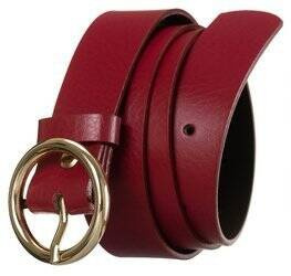 Damen Gürtel aus Leder glänzend mit goldener, runder Schnalle – Rovicky