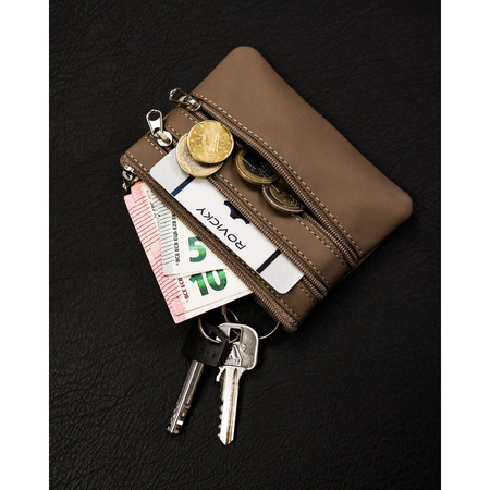 Beiges Schlüssel Etui aus Echtleder