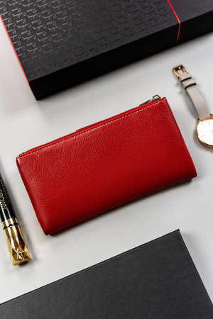 Rote Damen Geldbörse aus Leder mit modischem Akzent – Peterson