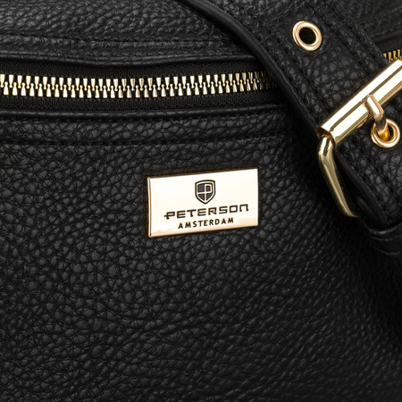 Damen-Gürteltasche aus Öko-Leder in Schwarz, ein Hauptfach – Peterson