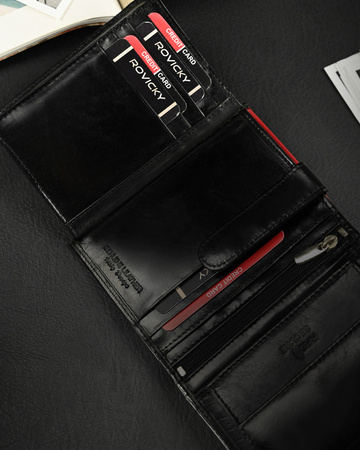 Herren Geldbörse aus Leder mit Druckknopf und RFID-Schutz – Ronaldo