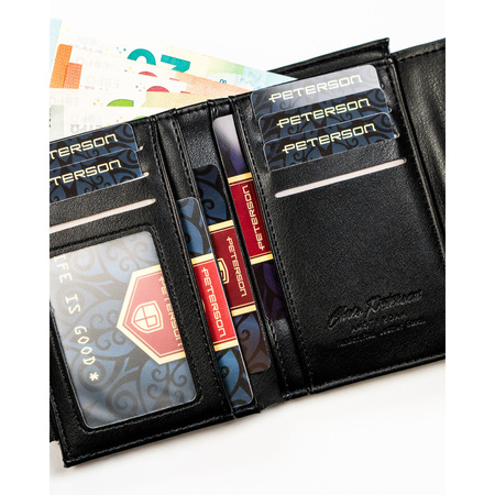 Graue Damen-Geldbörse aus Öko-Leder mit Krokodilhautmuster-Prägung - Peterson