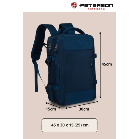 Reise-Rucksack aus Cordura in Marineblau, ausgestattet mit USB-Anschluss - Peterson