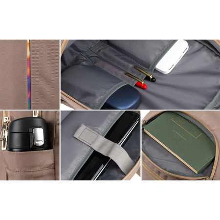 Geräumiger Sport-Rucksack aus Nylon in Beige mit verstellbaren Trägern – Peterson