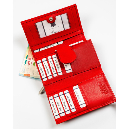 Rote Damen Geldbörse aus Leder mit RFID-Schutz – Rovicky