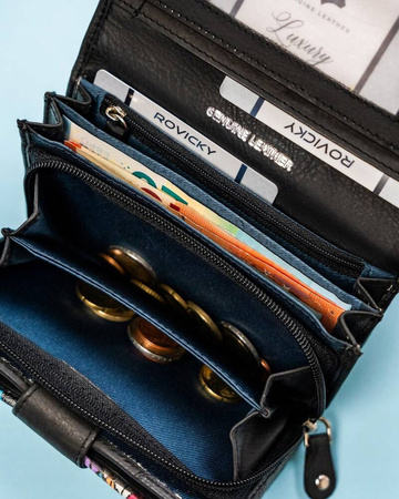 Geräumige Damen Geldbörse aus Leder mit Druckknopf – Rovicky