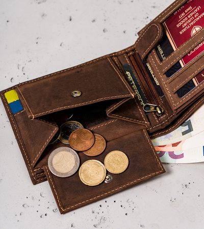 Herren Geldbörse horizontal mit dekorativer Prägung – Peterson