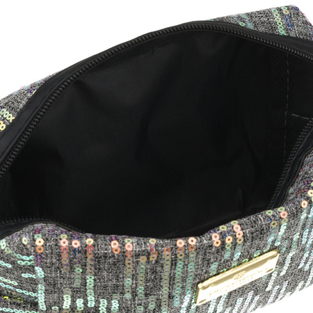 Schwarze Kosmetiktasche aus Polyester, verziert mit Pailletten, mit Reißverschluss – Peterson